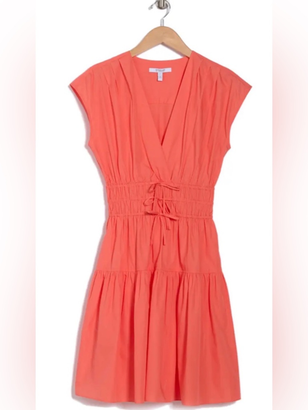 Derek Lam Coral V-Neck Drawstring Waist Dress